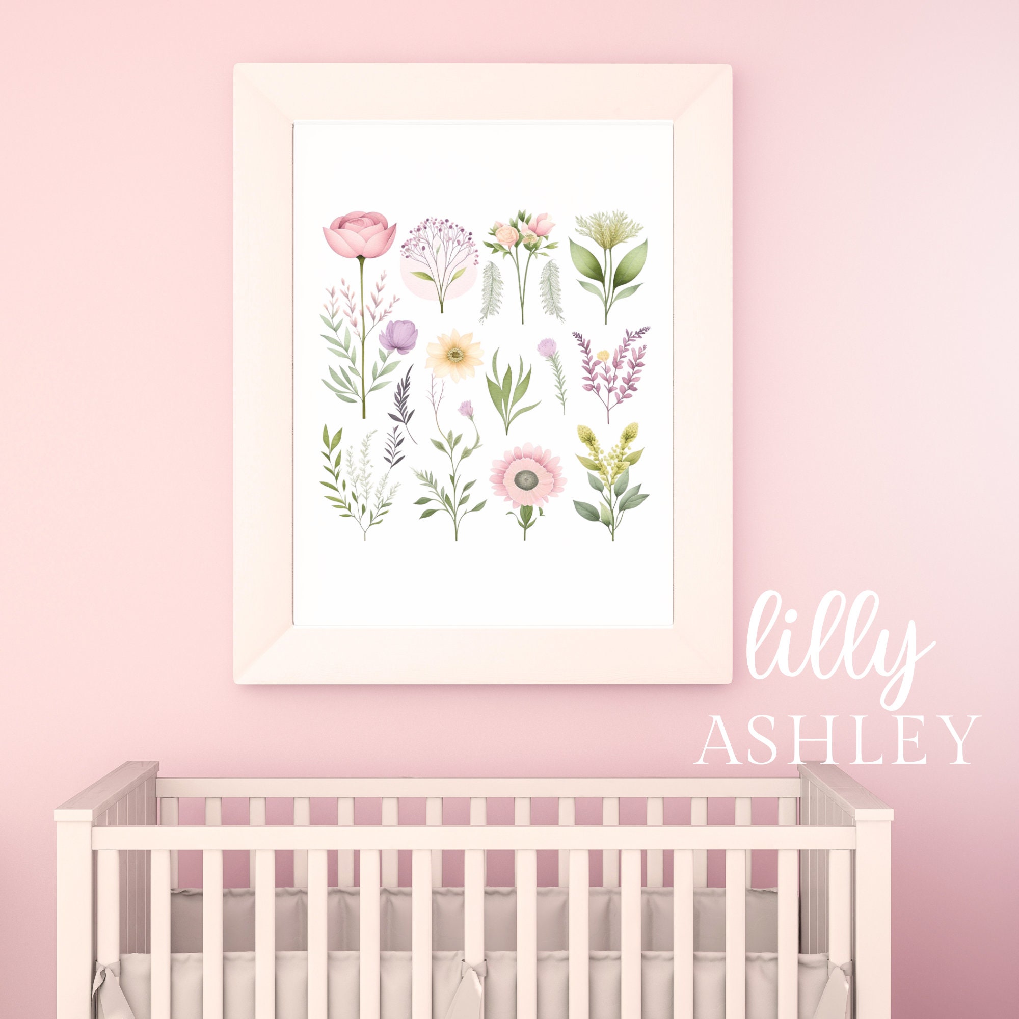 Watercolor Wildflowers Printable Floral Nursery Decor Feminine Home ...