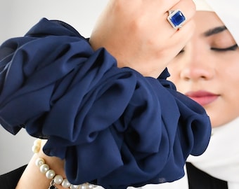 Hijab Volumizer Khaleeji Scrunchie Big Hair Tie Bun Velvet Scarf - Foto 2