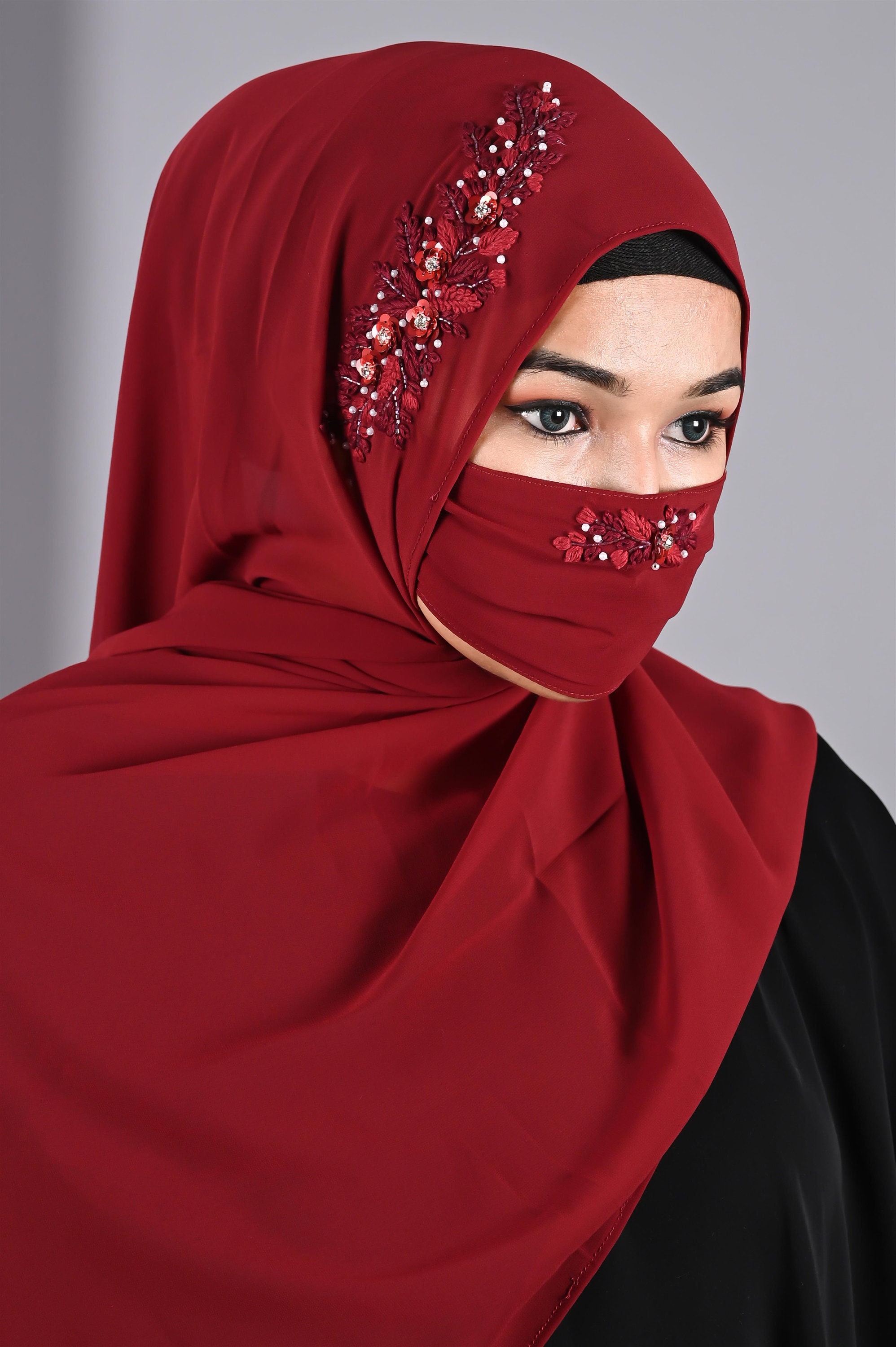 Twin Veil Premium Matching Jersey Hijab Set - Very Berry