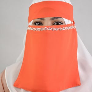 Bridal Handwork Niqab| Premium Chiffon Niqab| Single layer wedding niqab| High quality saudi niqab| Pearl detailed niqab