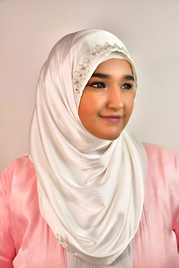 satin white hijab