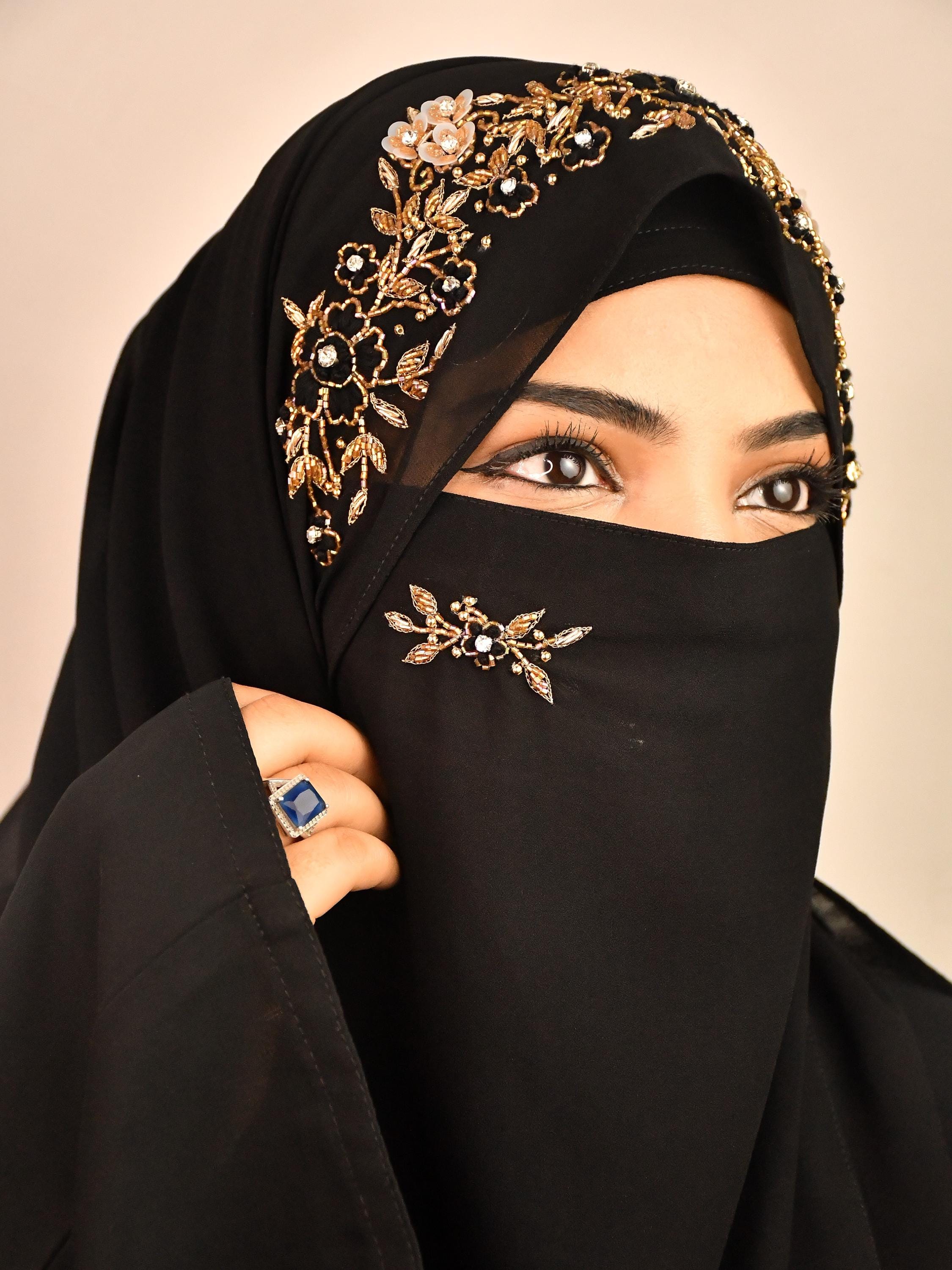 Black Hijab Scarf for Bride| Wedding Bridal Wedding Full