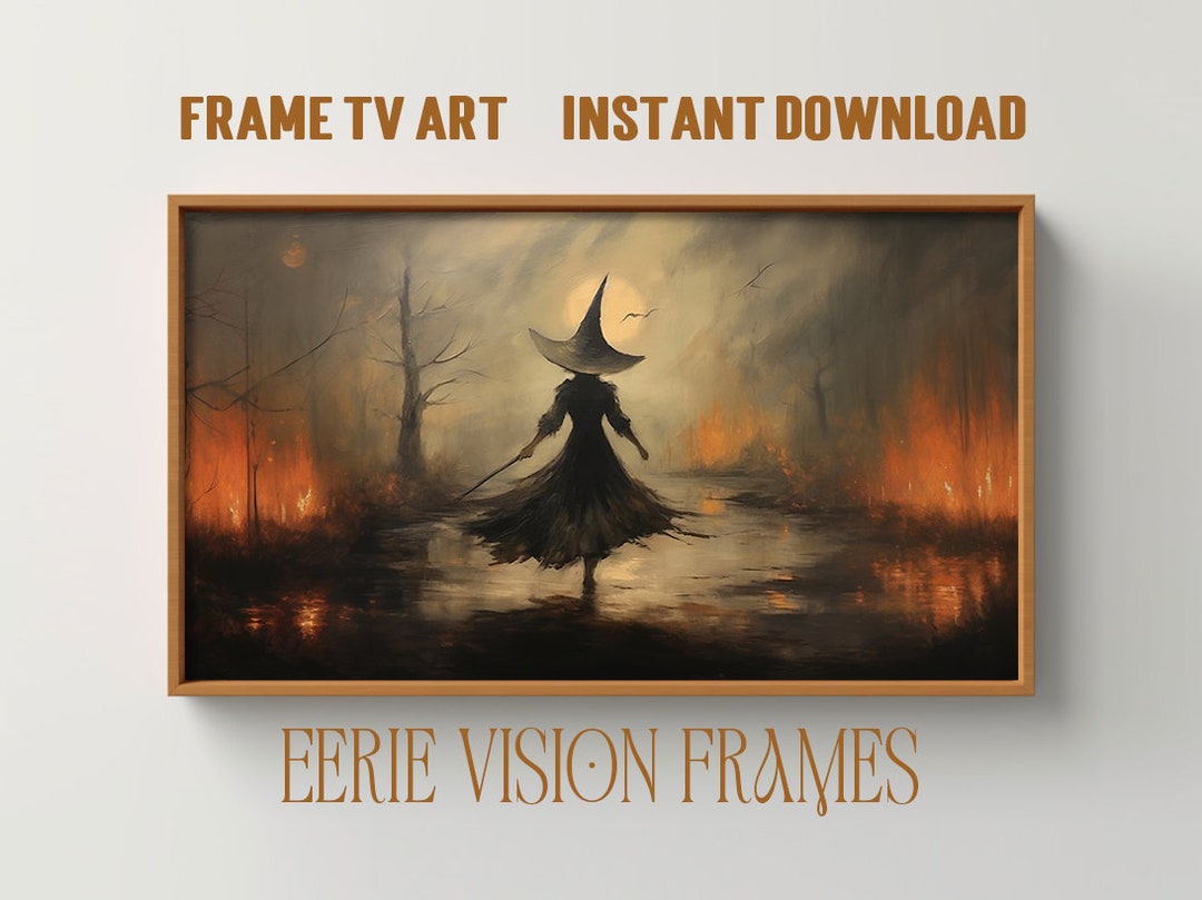 Samsung Frame TV Halloween Art. Witch in Fire. Digital Artwork Etsy