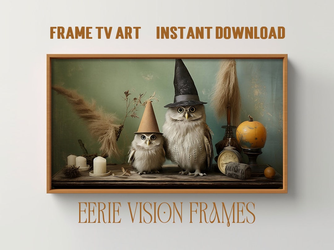 Samsung Frame TV Halloween Art. Cute Owls With Witchy Hats. Etsy