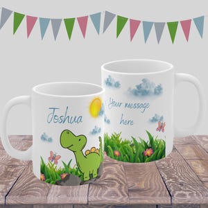 PERSONALISED and customisable Dinosaur Mug, whimsical mug, gift for boys, dinosaur fan gift, gift for son, boy gift ideas.