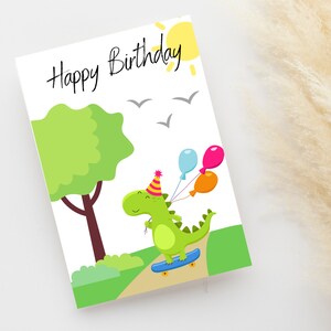Tarjeta de cumpleaños de dinosaurio, linda tarjeta de dinosaurio, tarjeta de cumpleaños de dinosaurio para niños, tarjeta de cumpleaños con temática de dinosaurio, tarjeta de cumpleaños para niños, tarjeta de cumpleaños para niñas