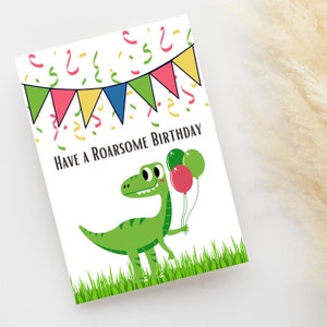 Dinosaur Birthday Card, cute card, boy birthday card, girl birthday card, Dinosaur-themed birthday card, Kids&#39; dinosaur birthday card