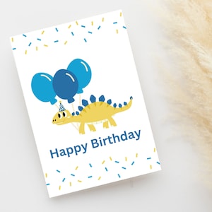Tarjeta de cumpleaños de dinosaurio, tarjeta linda, tarjeta de cumpleaños de niño, tarjeta de cumpleaños de niña, tarjeta de cumpleaños con temática de dinosaurio, tarjeta de cumpleaños de dinosaurio para niños
