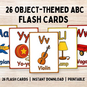 26 Object-Themed Printable Alphabet Flash Cards For Kids, Printable Learning Letters, ABC Flash Cards, Learn Alphabet, Montessori Cards