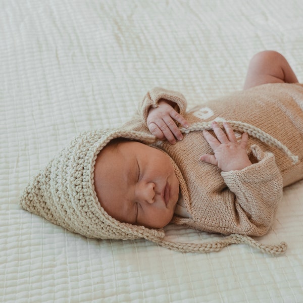 Crochet pixie bonnet