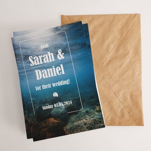 Ocean Wedding Invitation Template Set, Beach Wedding Invitation Template, Tropical Wedding, Printable Wedding Invitation, Watercolor