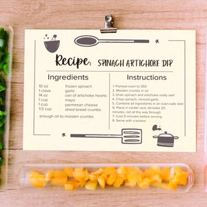 Editable Recipe Card Template, Minimalist Recipe Card, Recipe Template, Recipe Cards Printable, Simple, Retro, Multiple Sizes