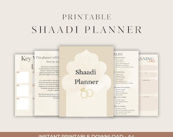 Planificador de bodas Shaadi / Revista de planificación de bodas islámicas / Descarga digital / Planificador de novias musulmanas / Organizador de Nikah, Mehndi y Walima