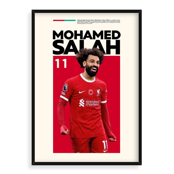 Mohamed Salah, Liverpool, Sports Poster, High Resolution, Soccer Fan Gift Idea, Premier League, Sports Art