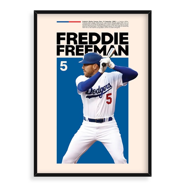 Freddie Freeman, Los Angeles Dodgers, Sports Poster, High Resolution, Baseball Fan Gift Idea, Major League Baseball, Sports Art