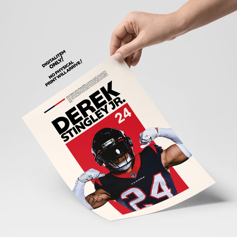Derek Stingley Jr, Houston Texans, Sports Poster, High Resolution, Football Fan Gift Idea, Super