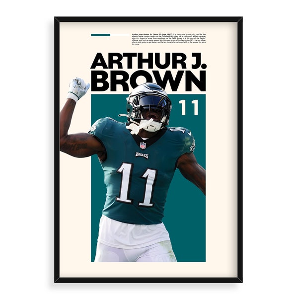 A.J. Brown, Philadelphia Eagles, Sports Poster, High Resolution, Football Fan Gift Idea, Super Bowl Champions, Sports Art