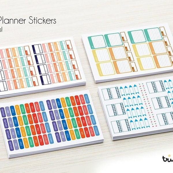 School planner stickers. 4 sheets/+200 stickers to organize your school life, perfect school stickers for the life planner.