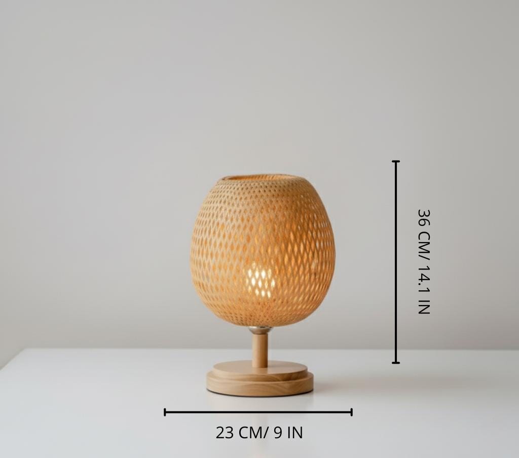 Bambus-Rattan-Tischlampe  handgefertigt, umweltfreundlich, natrliches  Licht, kreative Boho-Lampe fr Wohnzimmer, Schlafzimmer oder Restaurant -  Etsy.de