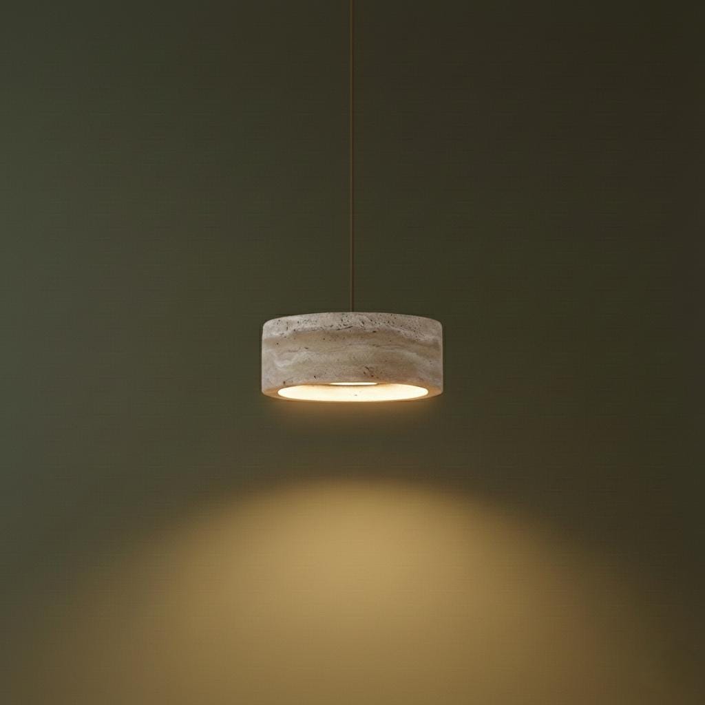 Natural Travertine Stone Wabi-sabi Cave Pendant Light – Adjustable ...