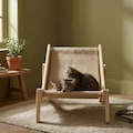 Modern Wooden Cat Lounger Bed – Eco-Friendly Elevated Pet Chair, Washable Fabric Hammock for Cats & Small Pets, Indoor/Outdoor Stable Design product logo