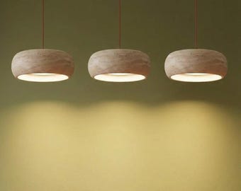 Lámpara colgante de piedra travertino natural, estilo cueva Wabi Sabi, ajustable