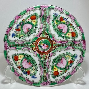 Vintage Macau Decorative Plate with Fruit and Birds – Hand-Painted Porcelain