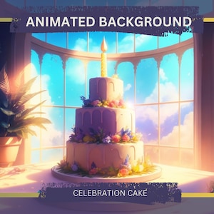 Feier Kuchen Animierter Hintergrund, Vtuber und Twitch Hintergrund, Streaming und Loop Hintergrund, Animierter Overlay Hintergrund