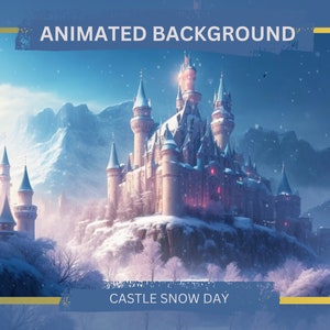 Castle Snow Day Animated Background, Vtuber and Twitch Background,  Streaming and Loop Background, Animated Overlay Background