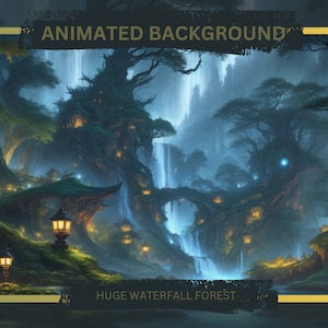 Huge Waterfall Forest Animated Background, Vtuber and Twitch Background, Loop Background, Streaming Background, Animated Overlay Background
