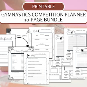 Gymnastics Competition Planner 10 Page Printable Bundle