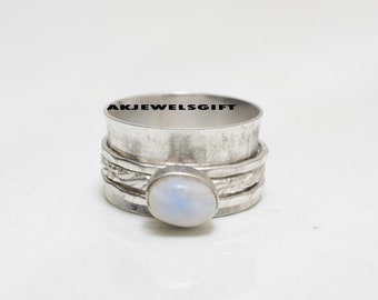 Moonstone Ring, Women Ring, 925 Silver Ring, Spinner Ring, Gemstone Ring, Moonstone Jewelry, Fidget Ring, Lovely Ring, Natural Moonstone