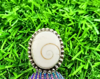 Cowrie Shell Ring, Handmade Ring, 925 Silver Ring, Natural Cowrie, Gemstone Ring, Designer Ring, Statement Ring, Cowrie Jewelry, Gift Her