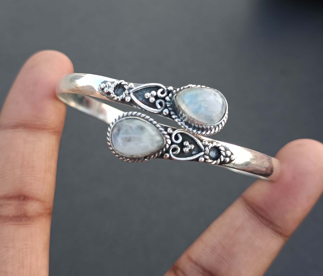 Natural Moonstone Bangle ,Buy 5 Get 1 Free, 925 Sterling Silver Cuff Bangle, Handmade Bangle, Silver Bangle, Gemstone Bangle, bangle.