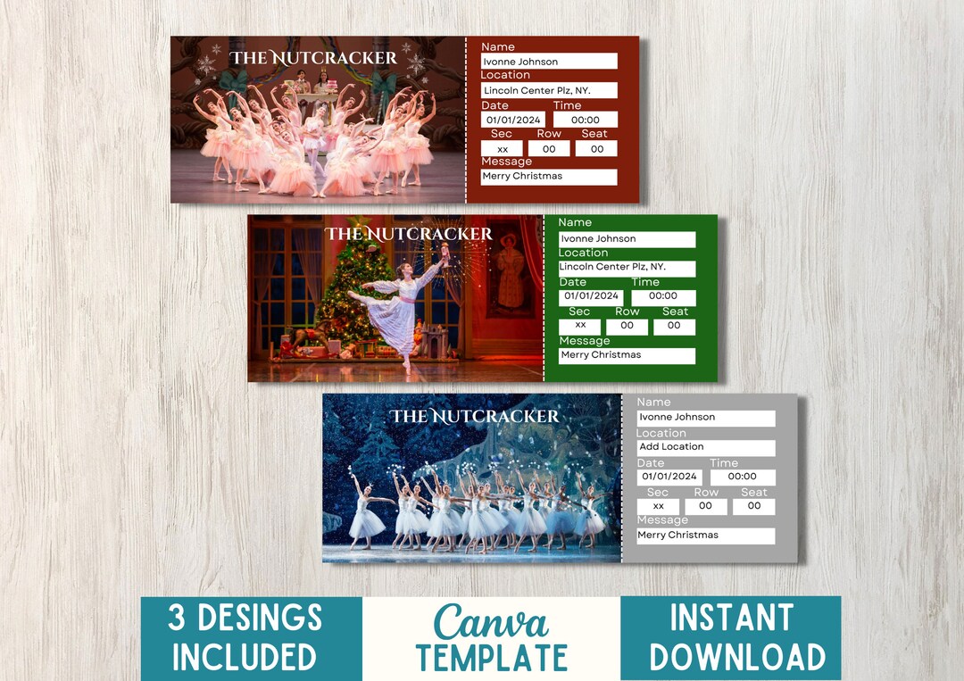 Editable the Nutcracker Ticket Template Printable Nutcracker Etsy UK