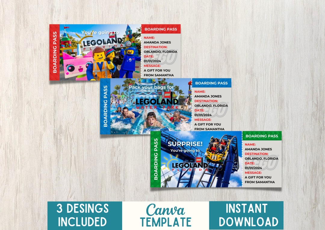 Editable Legoland Florida Surprise Ticket Template Printable - Etsy UK