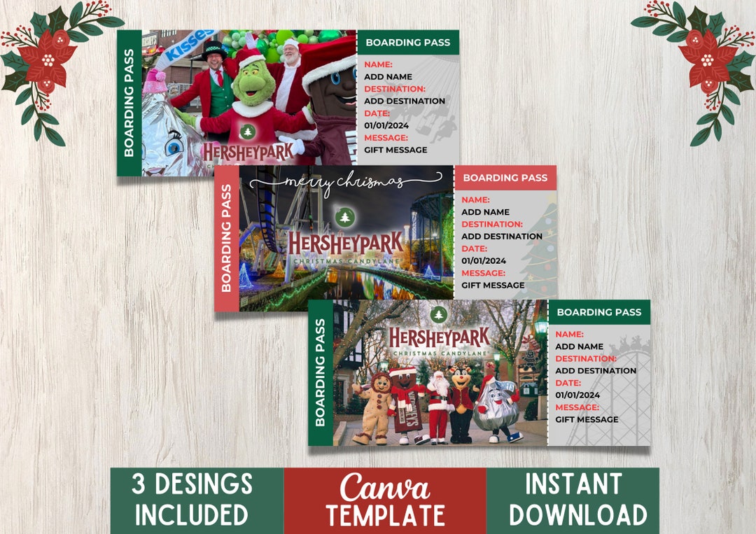 Editable Hersheypark Candylane Christmas Ticket Template Etsy