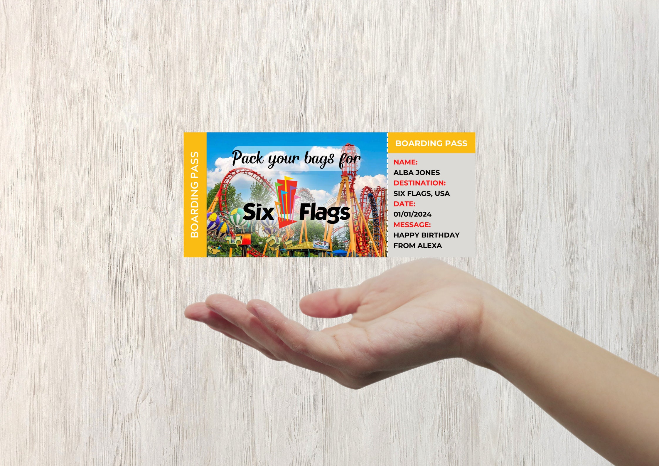 Editable Six Flags Surprise Ticket Template Printable Six - Etsy