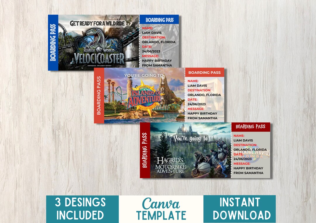 Editable Universal Studios Surprise Ticket Template Printable - Etsy