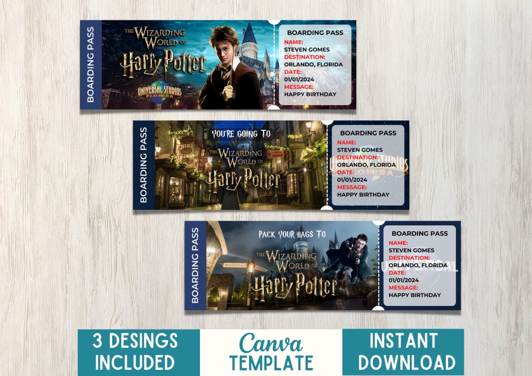 Editable Universal Studios Surprise Ticket Template Printable - Etsy UK