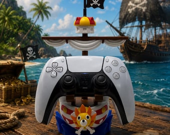Soporte para mando con forma de barco pirata de anime, soporte de escritorio para juegos inspirado en One Piece, decoración impresa en 3D