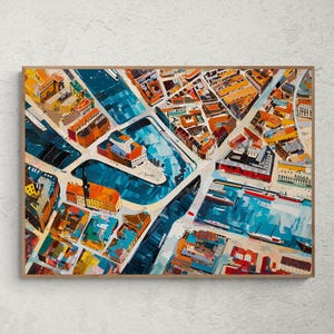Luftbild Karte – Bunte Stadtansicht – Digital Art im Skandinavischen Stil