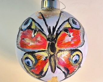 Christmas handpainted ball butterfly