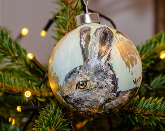 Christmas handpainted ball Rabbit