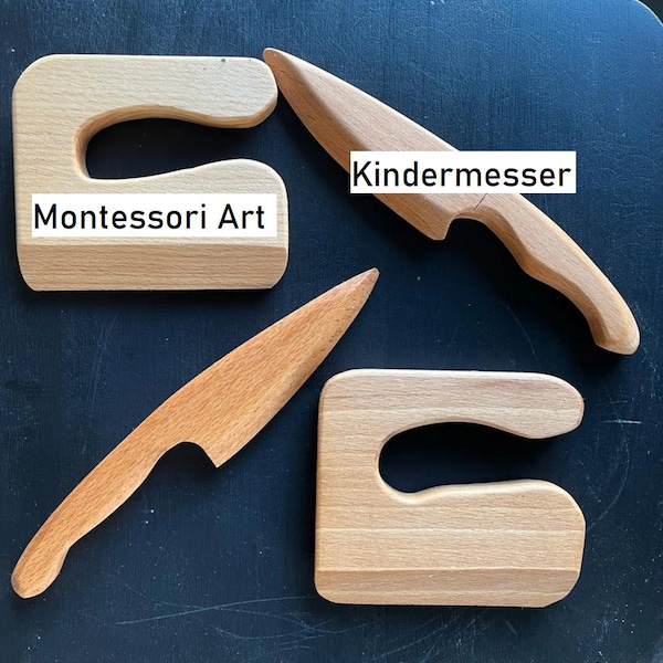 Montessori children's knife with which children can learn to cut safely