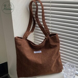 Sac fourre-tout en velours côtelé de couleur unie