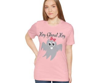 Maglietta Hey Ghoul Hey Ghost - Maglietta divertente per Halloween, abbigliamento spettrale, maglietta con fantasma carino, costume di Halloween, regalo divertente per lei