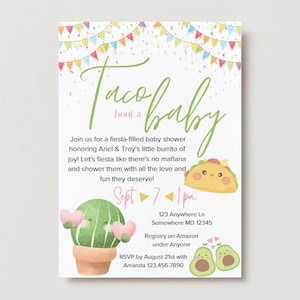 Taco Bout a Baby - Fiesta Theme Baby Shower - Baby Shower Invitation - Editable - Digital Download
