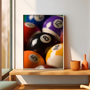 Colourfull Billiard Balls Wall Art, Game Room Decor,The Perfect Gift for Pool Players, Unique Billiard Balls Wall Art