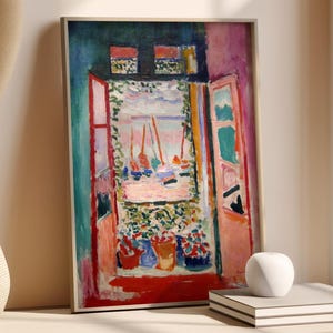 Matisse Open Window Print, Fauvism Style Mediterranean Wall Art, Coastal Sea Painting, Matisse Inspired Open Window Scene